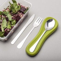 CKS Zeal On The Go Cutlery Set with a Lime Green Pouch